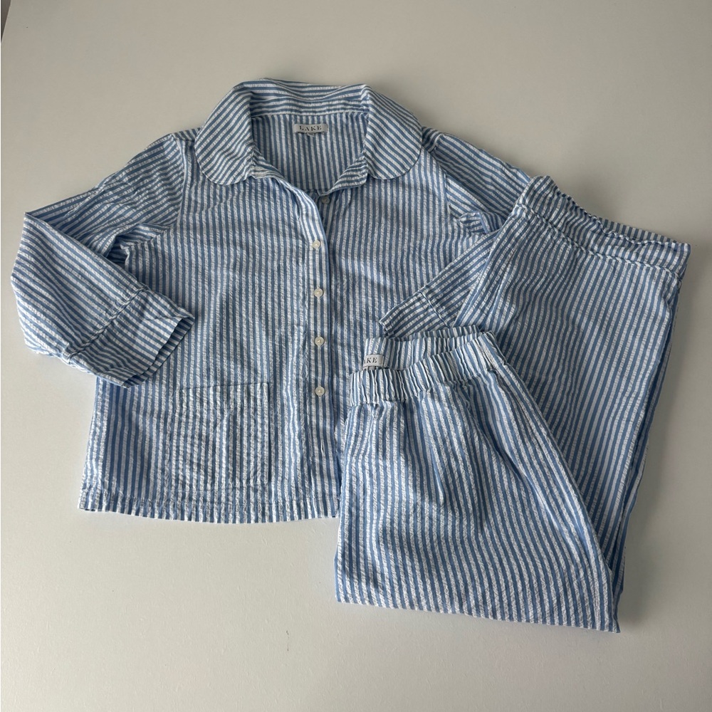 Lake Blue Striped Pajama Set